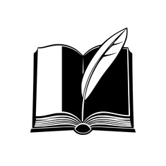 Open Book with Quill: A Symbol of Literature, Learning, and the Pursuit of Knowledge