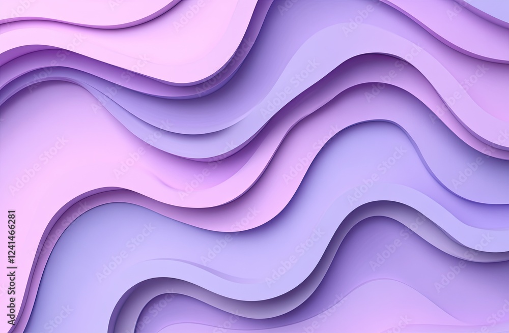 Poster an elegant flow of dynamic motion elements in pink and periwinkle colors set against a sunny teal ba