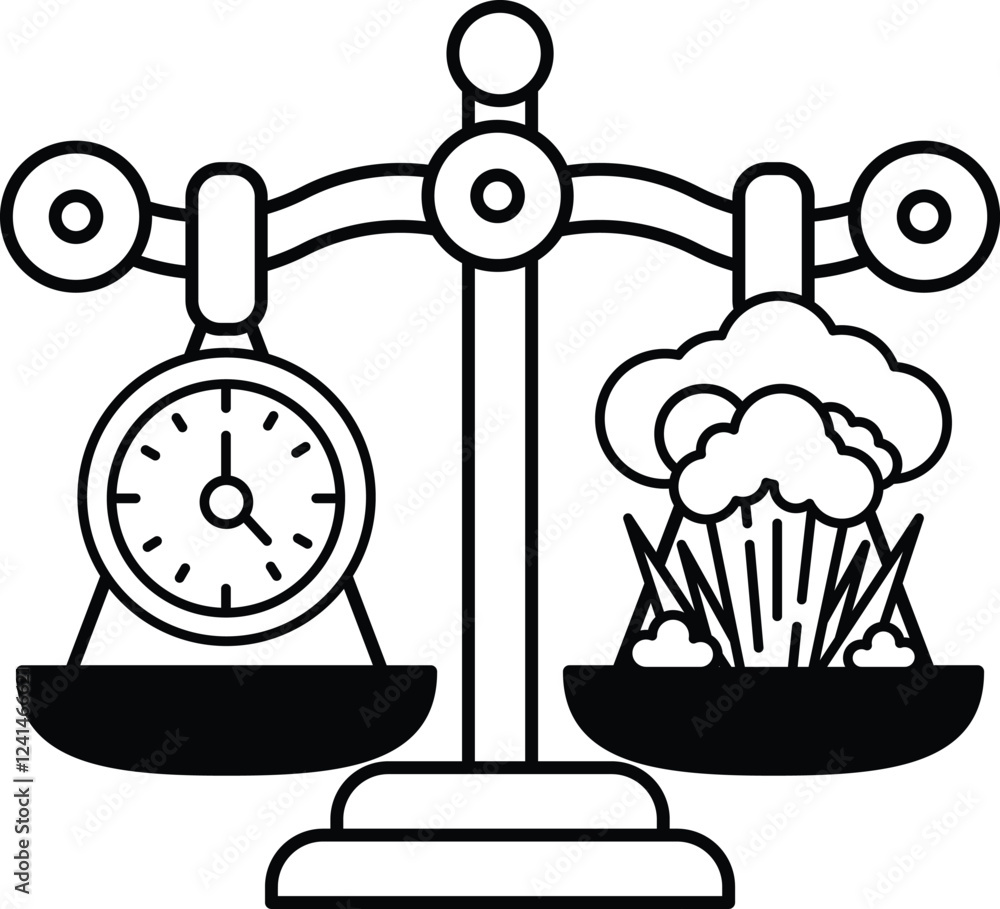 Poster a scale with a clock on one side and a cloud on the other