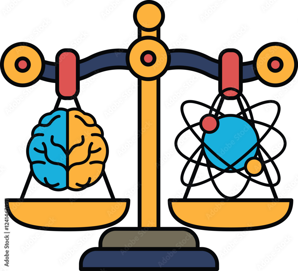 Poster a scale with a brain on one side and a planet on the other
