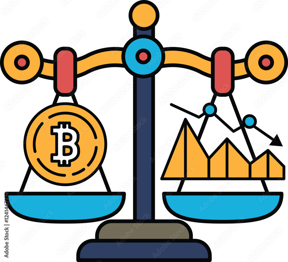 Poster a scale with a coin on one side and a graph on the other