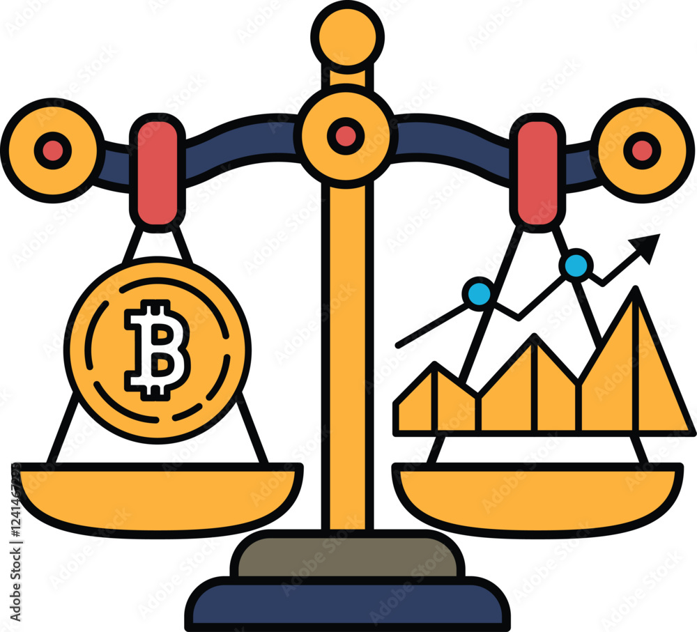 Poster a scale with a coin on one side and a graph on the other