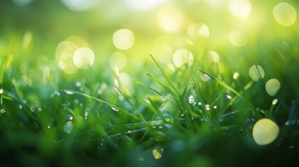 Obraz premium Captivating bokeh of fresh green grass outdoor landscape photography natural environment close-up perspective abstract beauty