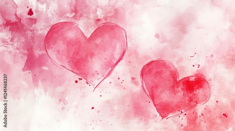 Poster blending abstract pink heart shapes with soft water tranquil setting digital artwork serene environm
