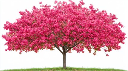Obraz premium Vibrant Pink Flowering Tree in Full Bloom Against Bright Background