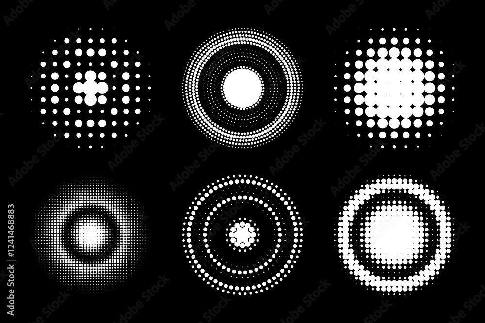 Poster halftone circles. round gradient backgrounds. vector set