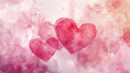 Obraz premium Creating abstract pink heart shapes on a soft watercolor background for artistic expression
