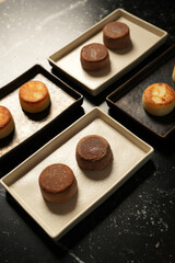 Breakfast for couple with cottage cheese pancakes or mini cakes