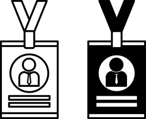 Press Badge Icons. Black and White Vector Icons. Accessory for Quick Recognition of Correspondent or Reporter. Journalism Concept