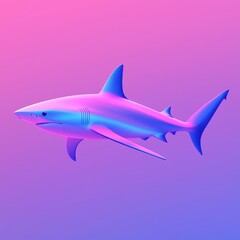 Naklejka premium Vivid Pink and Blue Shark Illustration Digital Art Graphic Design