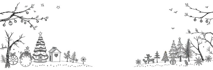 Seasonal Celebrations and Events Crosshatch Illustration