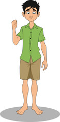 A village teenage boy cartoon character front pose design