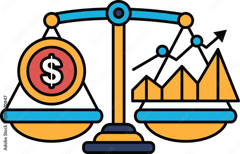 Poster a scale with a dollar sign on one side and a graph on the other