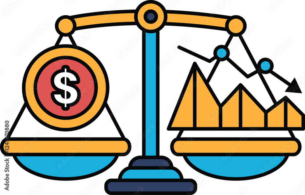 Poster a scale with a dollar sign on one side and a graph on the other
