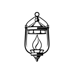 Vintage Lantern: A Classic Oil Lamp Illustration. Perfect for home decor, adding a touch of old-world charm and romantic ambiance to your space.
