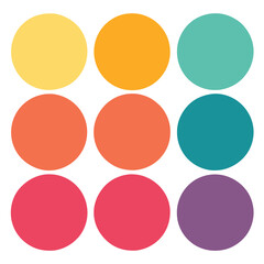 set of different color fill round shape palette