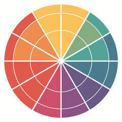 set of different color fill round shape palette