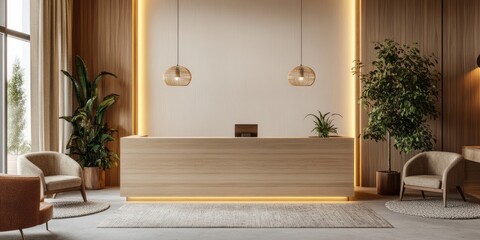 Modern Minimalist Wooden Reception Area Design