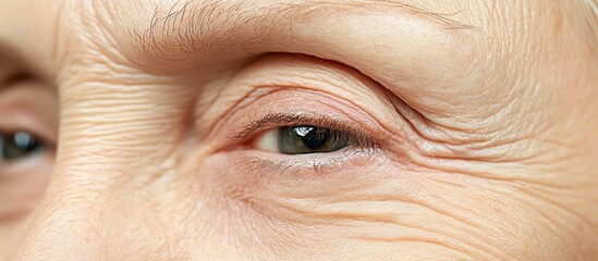 Fototapeta premium Close-up elderly eye wrinkles, skin texture, aging