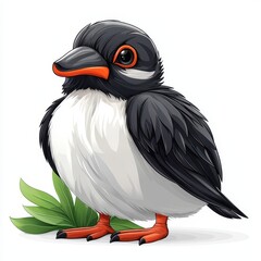 Naklejka premium Adorable Puffin Bird Illustration Wildlife Nature Cartoon Animal Graphic Design