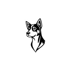 Elegant Dog Portrait: Black and White Canine Head Vector Graphic