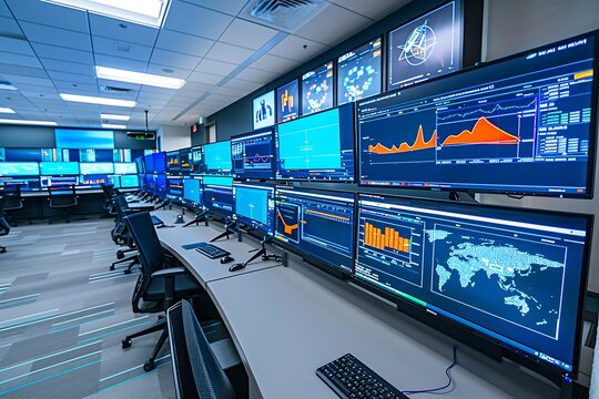 Modern Network Operations Center Monitoring, Data Visualization, and Control Room