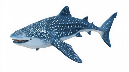 Fototapeta premium Whale shark with dotted pattern skin isolated on white background