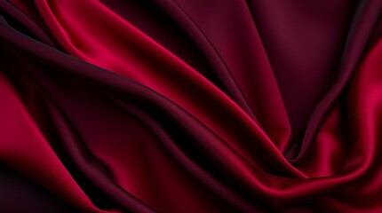 Obraz premium Red silk satin background. Beautiful soft wavy folds on smooth shiny fabric. Anniversary, Christmas, wedding, valentine, event, celebration concept. Red luxury background with copy space for