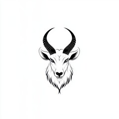 Majestic Antelope Head Graphic Design Elegant Black and White Animal Portrait Illustration