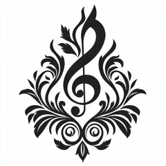 Obraz premium Elegant Treble Clef Design Ornate Floral Music Symbol Graphic