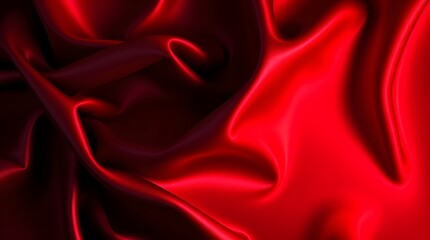 Obraz premium Red silk satin background. Beautiful soft wavy folds on smooth shiny fabric. Anniversary, Christmas, wedding, valentine, event, celebration concept. Red luxury background with copy space for