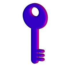 3D purple key icon illustration