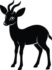 A cute baby Antelope a silhouette illustration