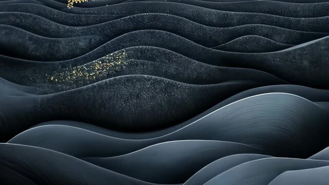 Elegant floral waves: soothing white lotus and dark textured waves with golden sparks