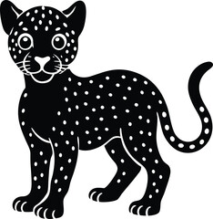 A cute baby Cheetah silhouette illustration.