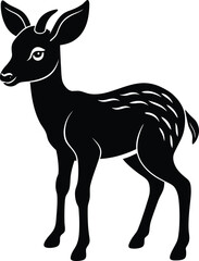 A cute baby Antelope a silhouette illustration