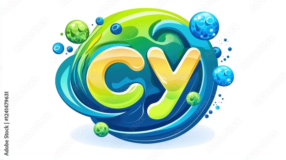 Aufkleber colorful vector design featuring letters cy in dynamic logo style with abstract elements on a white 