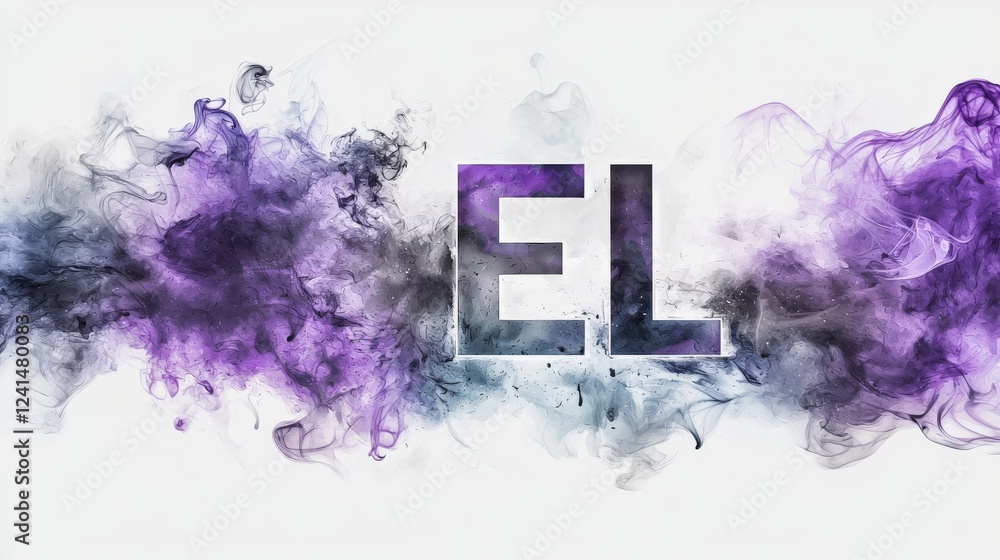Aufkleber abstract vector logo design featuring letters el in smoky gradient style with colorful swirling effe