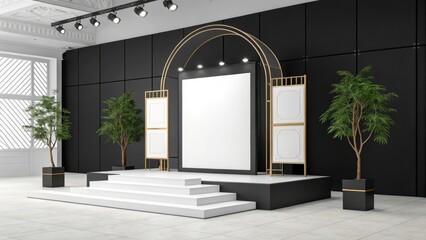 advertising podium for advertising cosmetics or jewelry on a black and white background