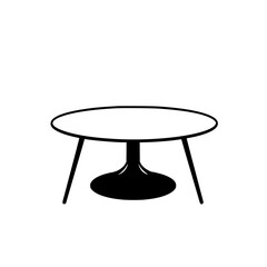 Sleek Modern Coffee Table: Minimalist Interior Design Furniture.  Round Table with Black Base, Perfect for Contemporary Living Spaces.