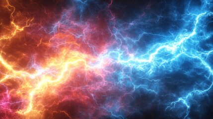 Obraz premium Fierce Clash of Fire and Ice: A Visual Symphony of Energy
