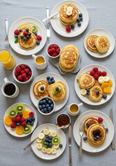 Delicious Pancakes with Fresh Berries and Fruit