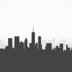 Obraz premium A detailed city skyline silhouette at sunrise with a gradient sky silhouetted skyline cityscape architecture illustration building city vector