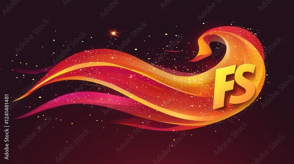 Aufkleber vibrant abstract logo design featuring letters fs in colorful gradient and flowing shapes