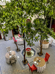 Courtyard of a riad in Fes, Morocco