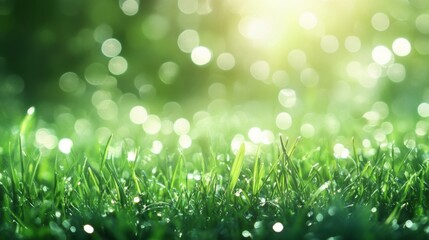 Obraz premium Sparkling bok in blurred green grass background nature photography outdoor close-up serenity
