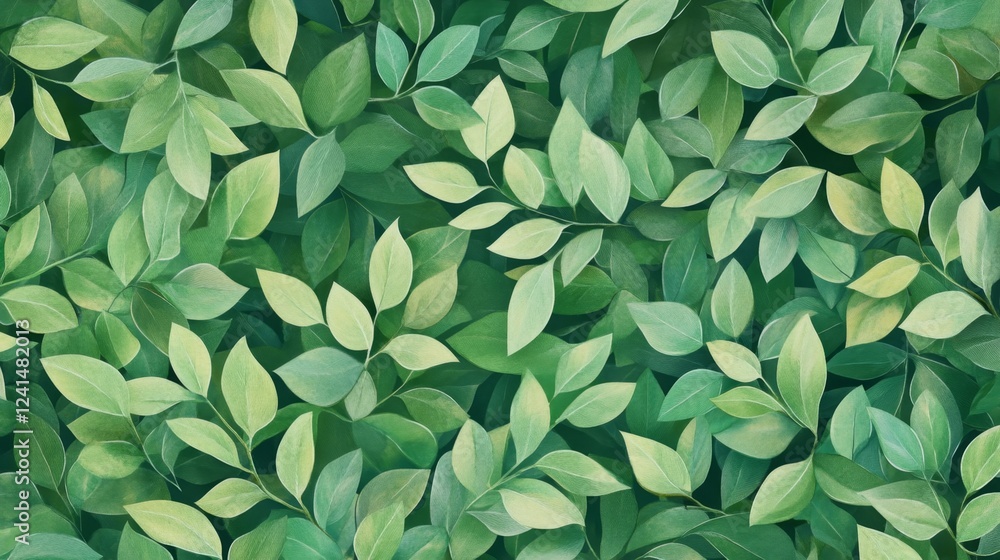 Poster creating botanical green leaves pattern nature digital design artistic environment close-up view lea