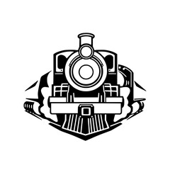 Vintage Steam Train Locomotive: A Classic Railroad Journey. Retro Transportation, Rail Travel, Railway Engine, Black and White Vector Illustration.