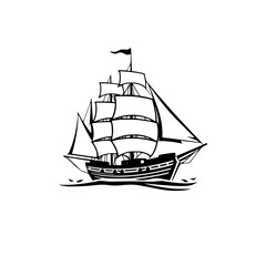 Majestic Sailing Ship: A Vintage Vessel on the Open Ocean. Embark on an epic voyage of discovery and adventure across the sea. Explore the world's maritime history with this classic nautical artwork.