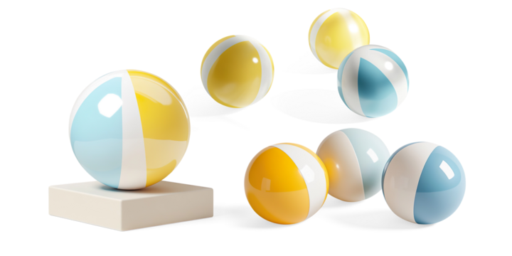 Colorful Beach Balls on a Transparent Background